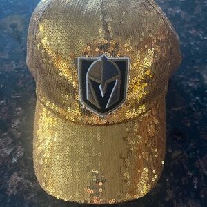 VGK Gold Sequin Vegas Golden Knights ball hat cap O/S NWT
